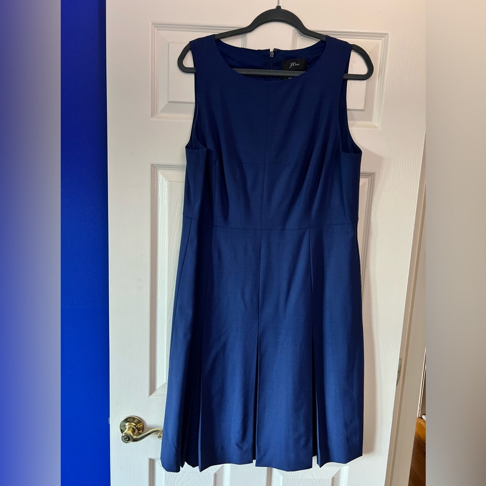 J. Crew Navy Italian Wool Pleated Suit Dress - 16 - NWT